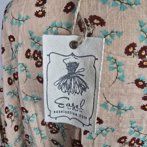 Easel 3/4 sleeve floral mini dress boho oversized large - Picture 12 of 14